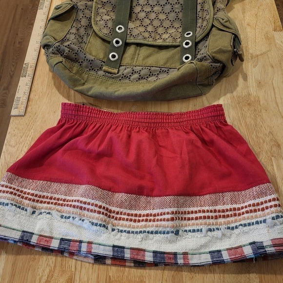 Handmade Other - #upcycled vintage Red Elastic waist Mini Skirt Bohemian Hand Made